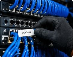Labeling a patch cable in a network rack
